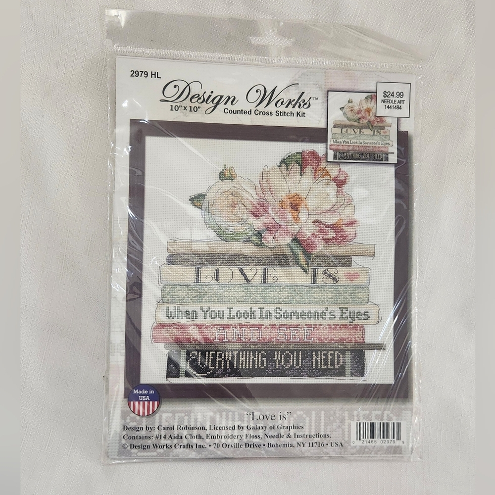 Design Works LOVE IS Books Counted Cross Stitch Kit 10" x 10" New in package